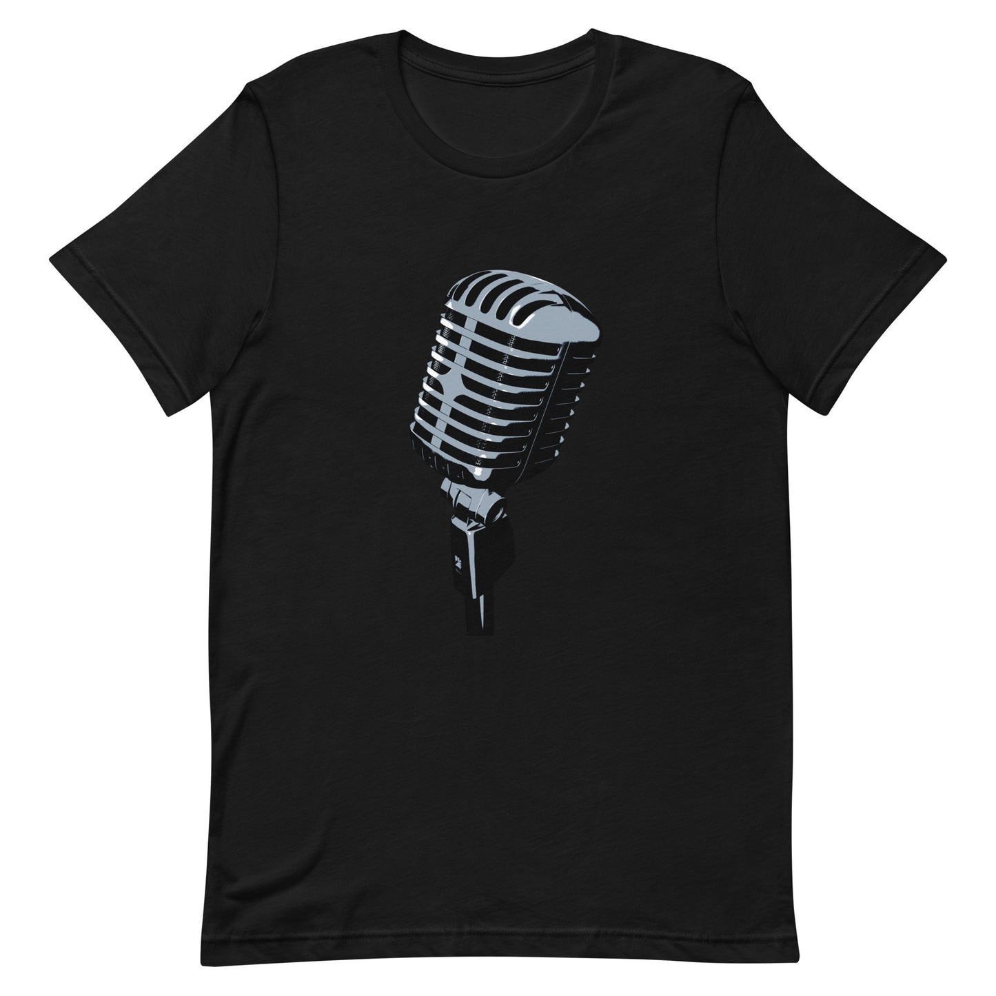 Microphone Graphic Tee in Black.