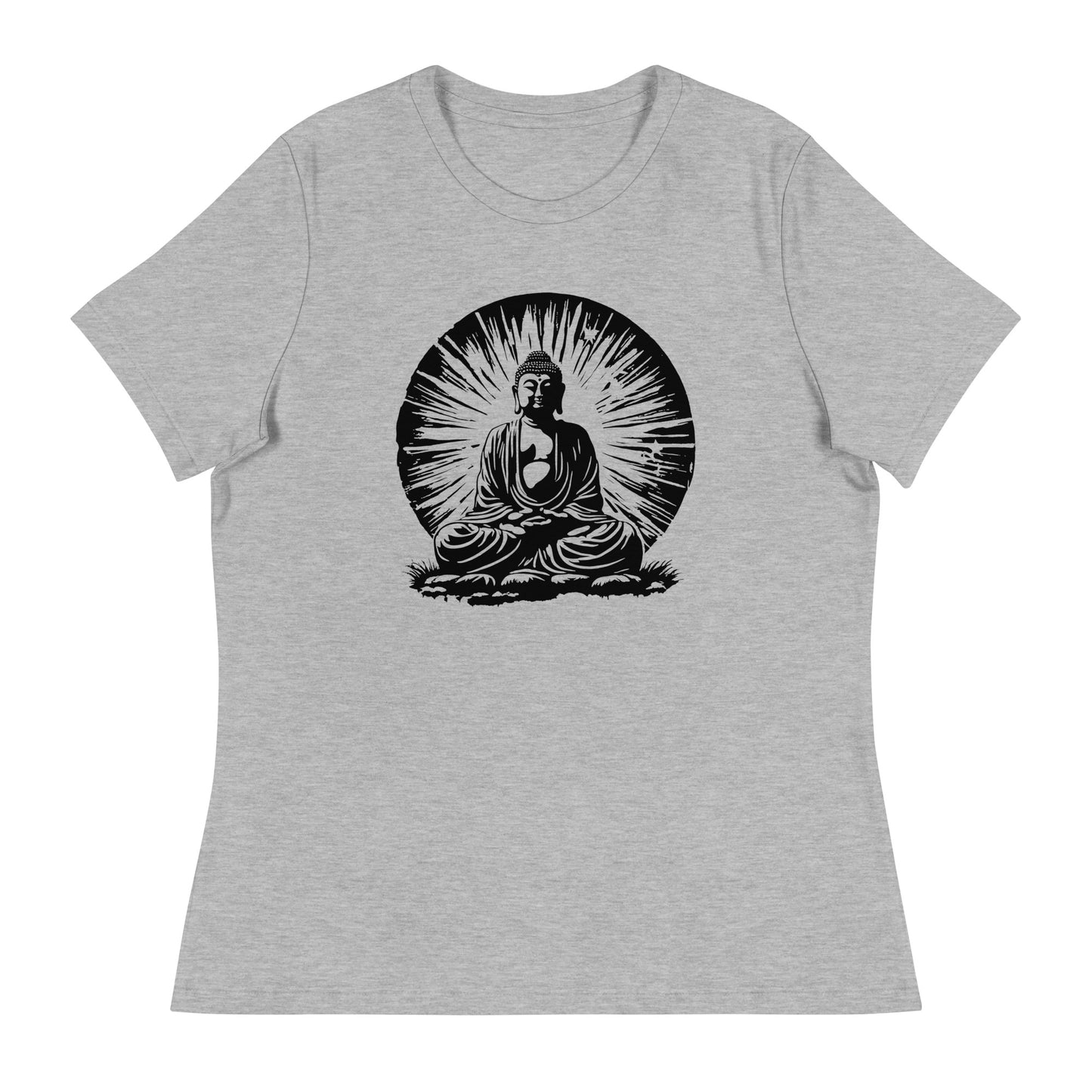 Buddha in the Sun Women's Graphic Tee in Athletic Heather.