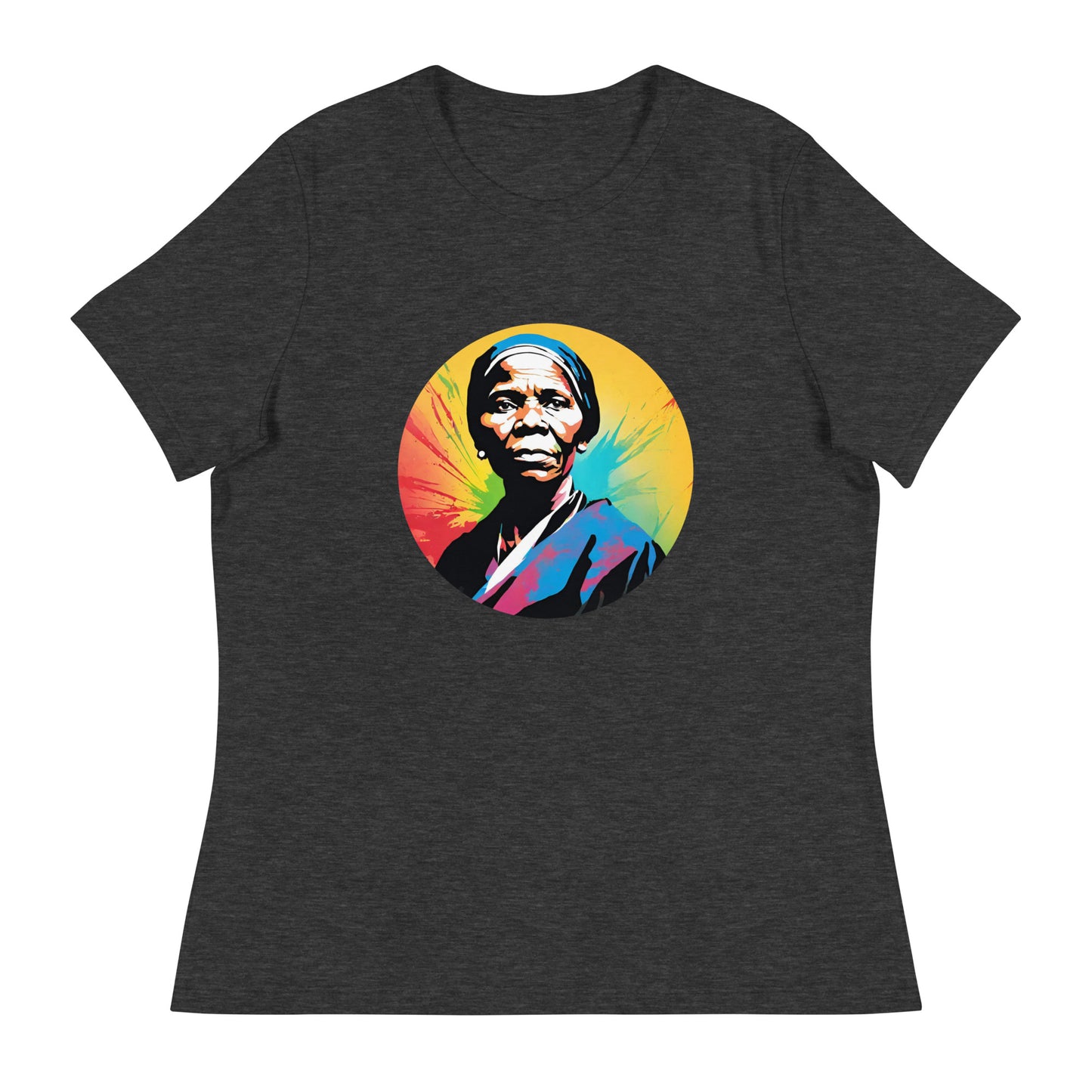 Harriet Tubman Women's Graphic Tee in Dark Grey Heather.