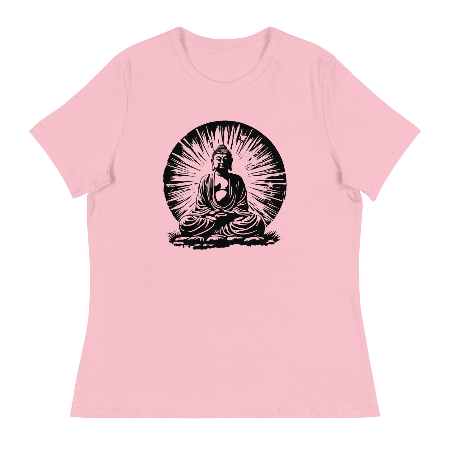 Buddha in the Sun Women's Graphic Tee in Pink.