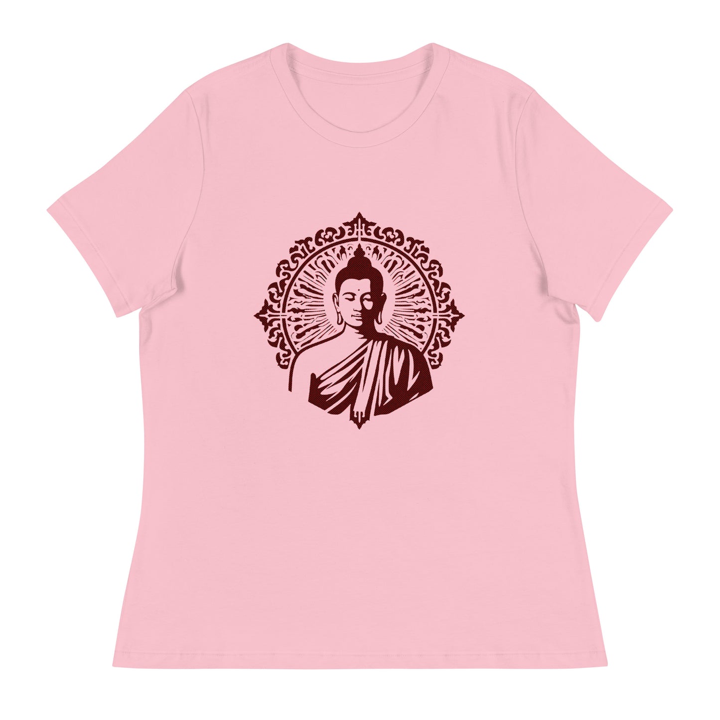 Buddha Haltone Women's Graphic Tee in Pink.