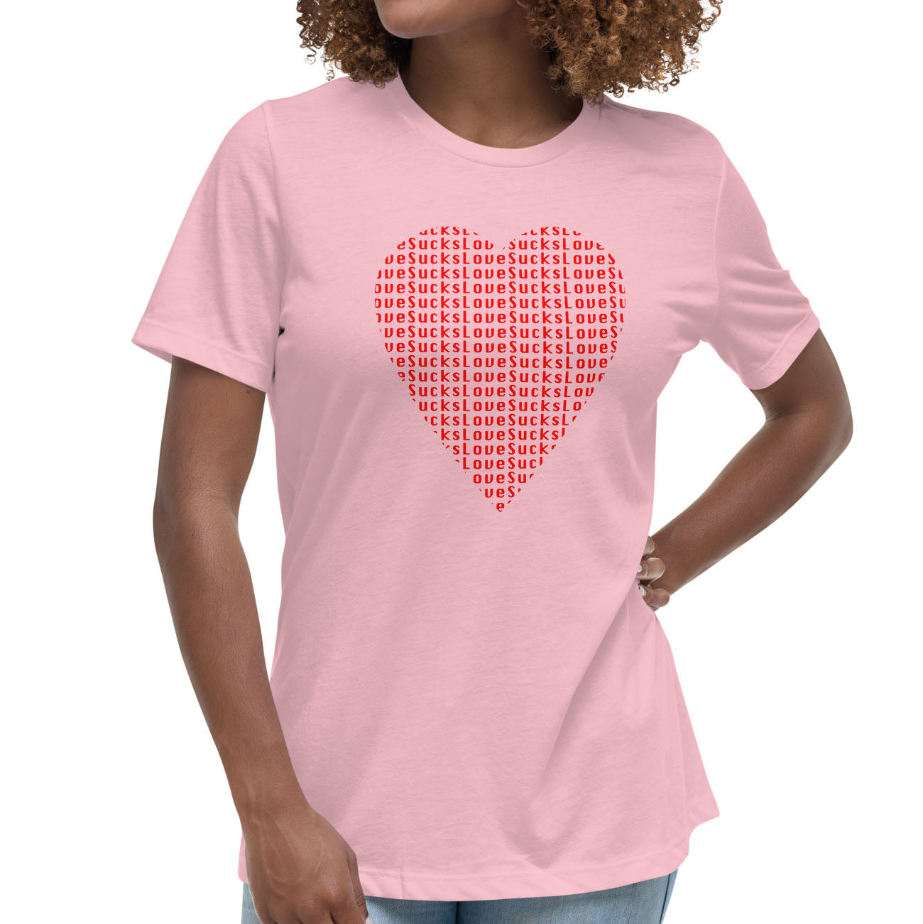 Love Sucks Women's Graphic Tee in Pink.