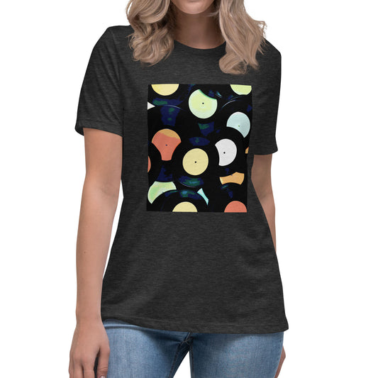 Vinyl Records Women's Graphic Tee in Dark Grey.