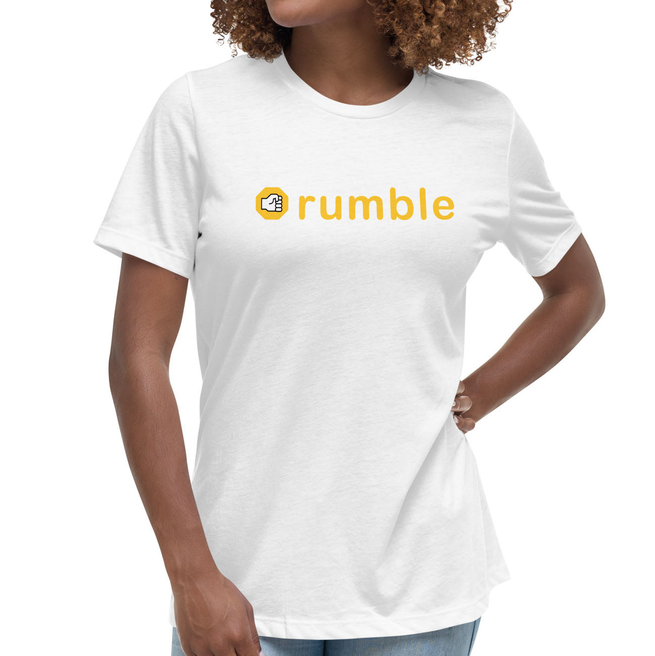 Rumble Women's Graphic Tee in White.