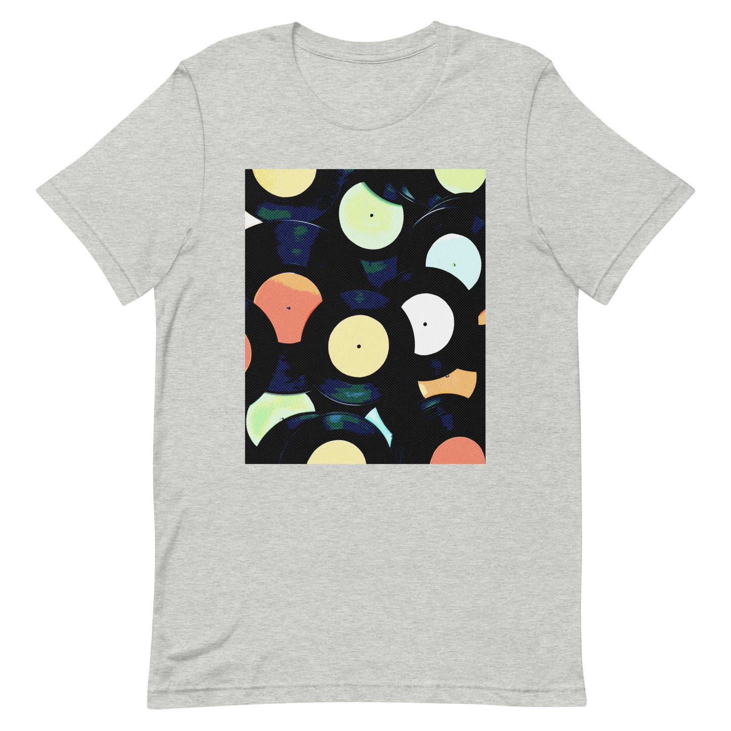 Vinyl Records Graphic Tee in Athletic Heather.