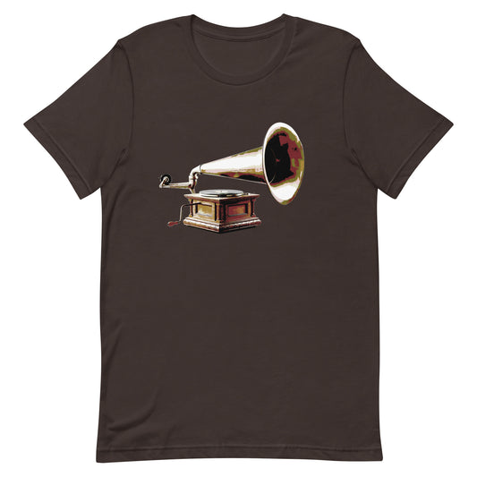 Phonograph Graphic Tee in Brown.