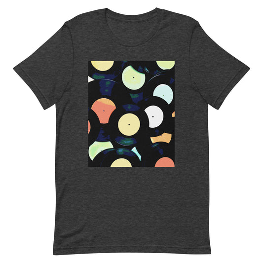 Vinyl Records Graphic Tee in Dark Grey Heather.