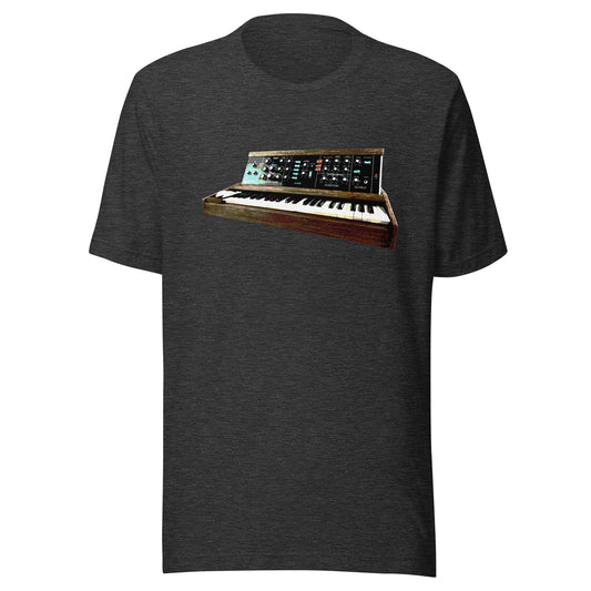 Analog Synth Graphic Tee in Dark Heather Grey.