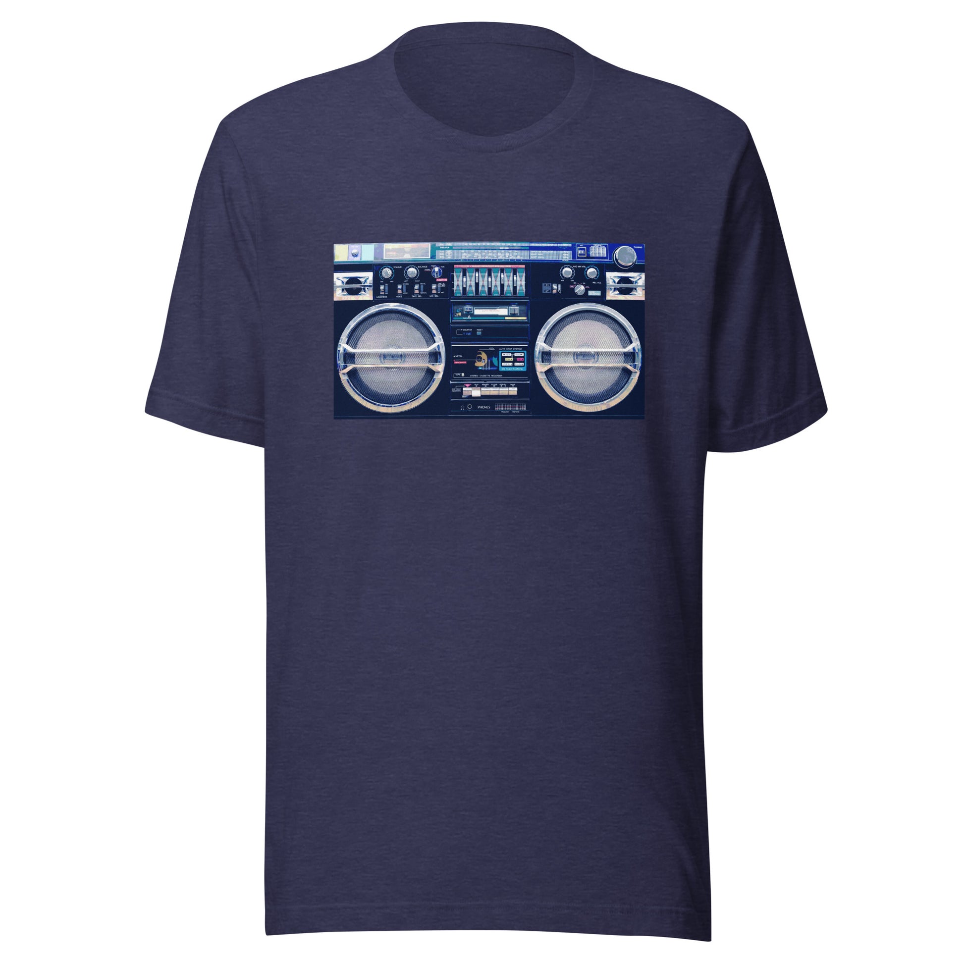 Ghetto Blaster Graphic Tee in Heather Midnight Navy.