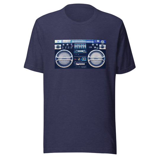 Ghetto Blaster Graphic Tee in Heather Midnight Navy.