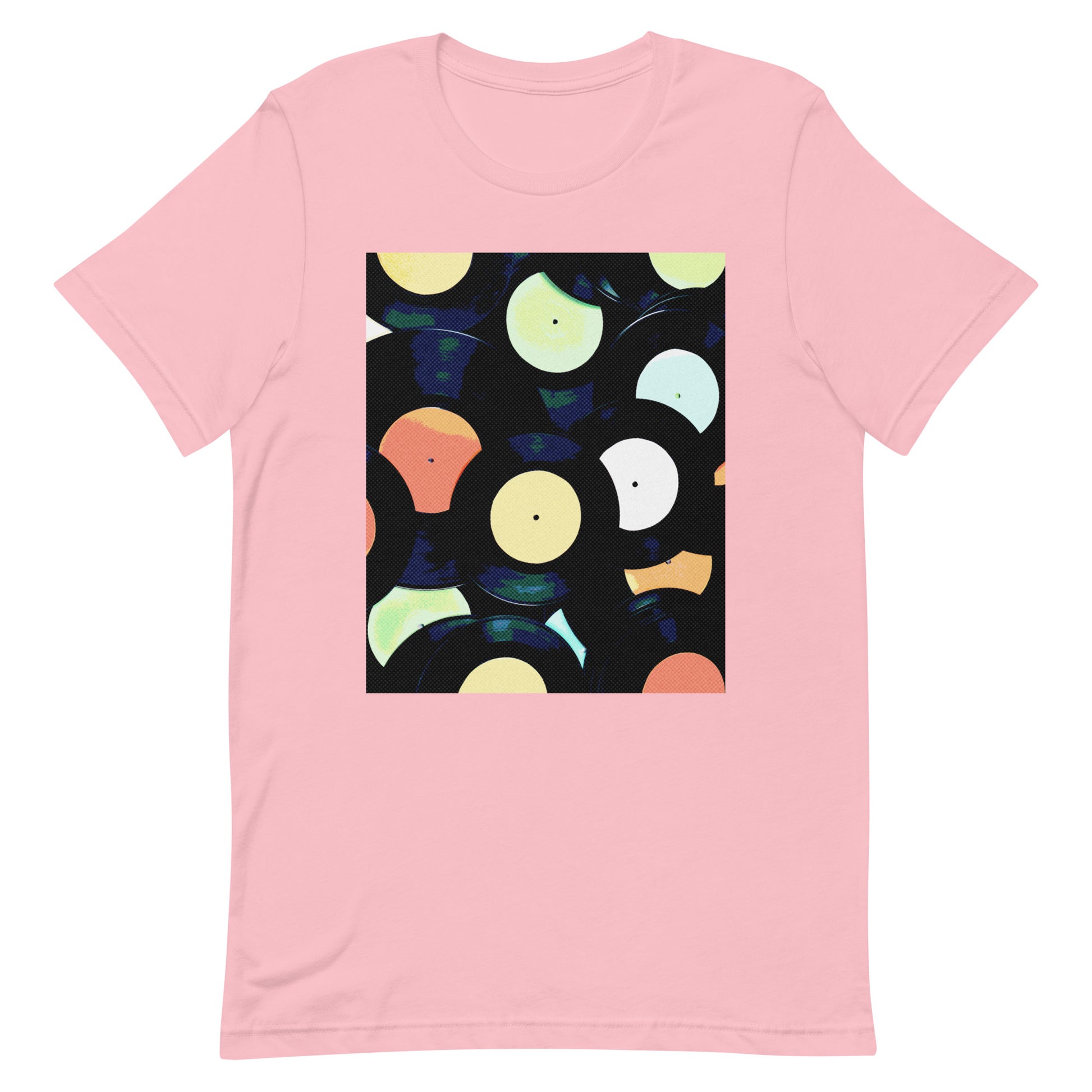 Vinyl Records Graphic Tee in Pink.