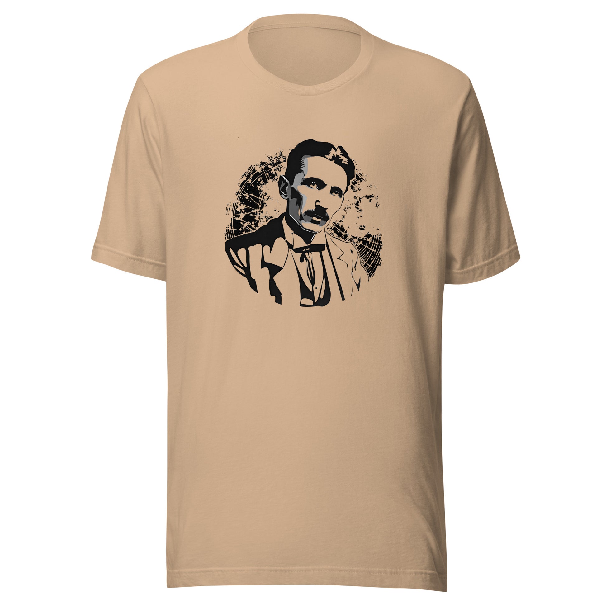 Nikola Tesla Graphic Tee in Tan.