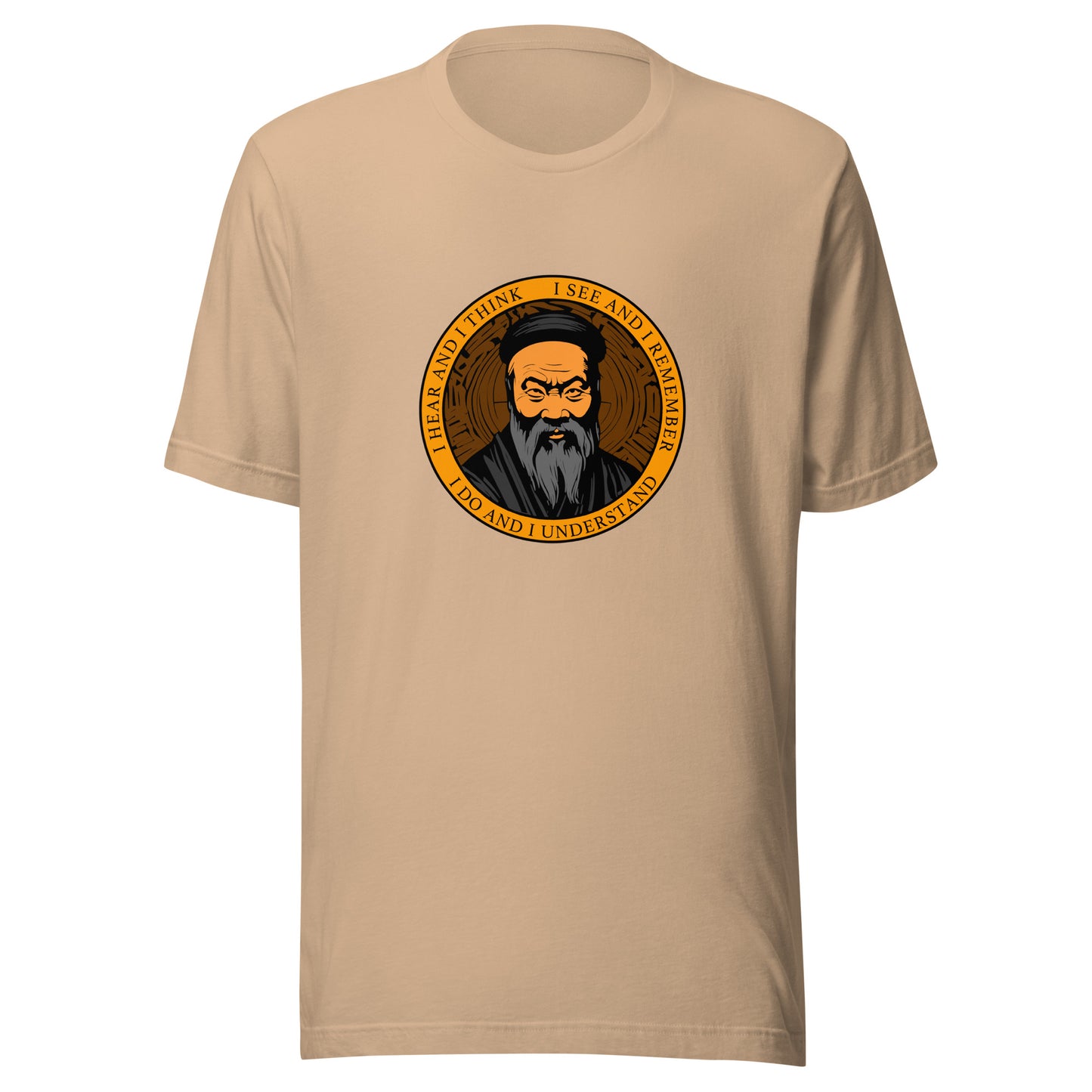 Confucius Graphic Tee in Tan.