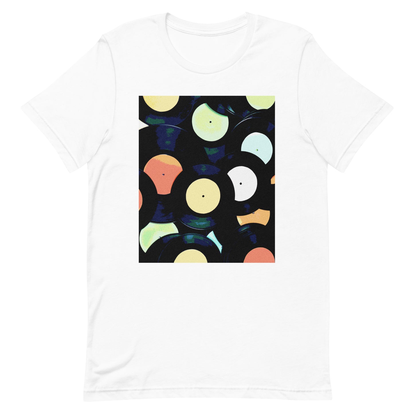 Vinyl Records Graphic Tee in White.