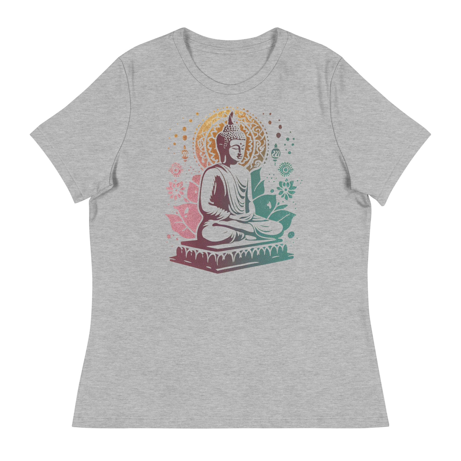 Buddha Under the Stars Women's Graphic Tee in Athletic Heather.