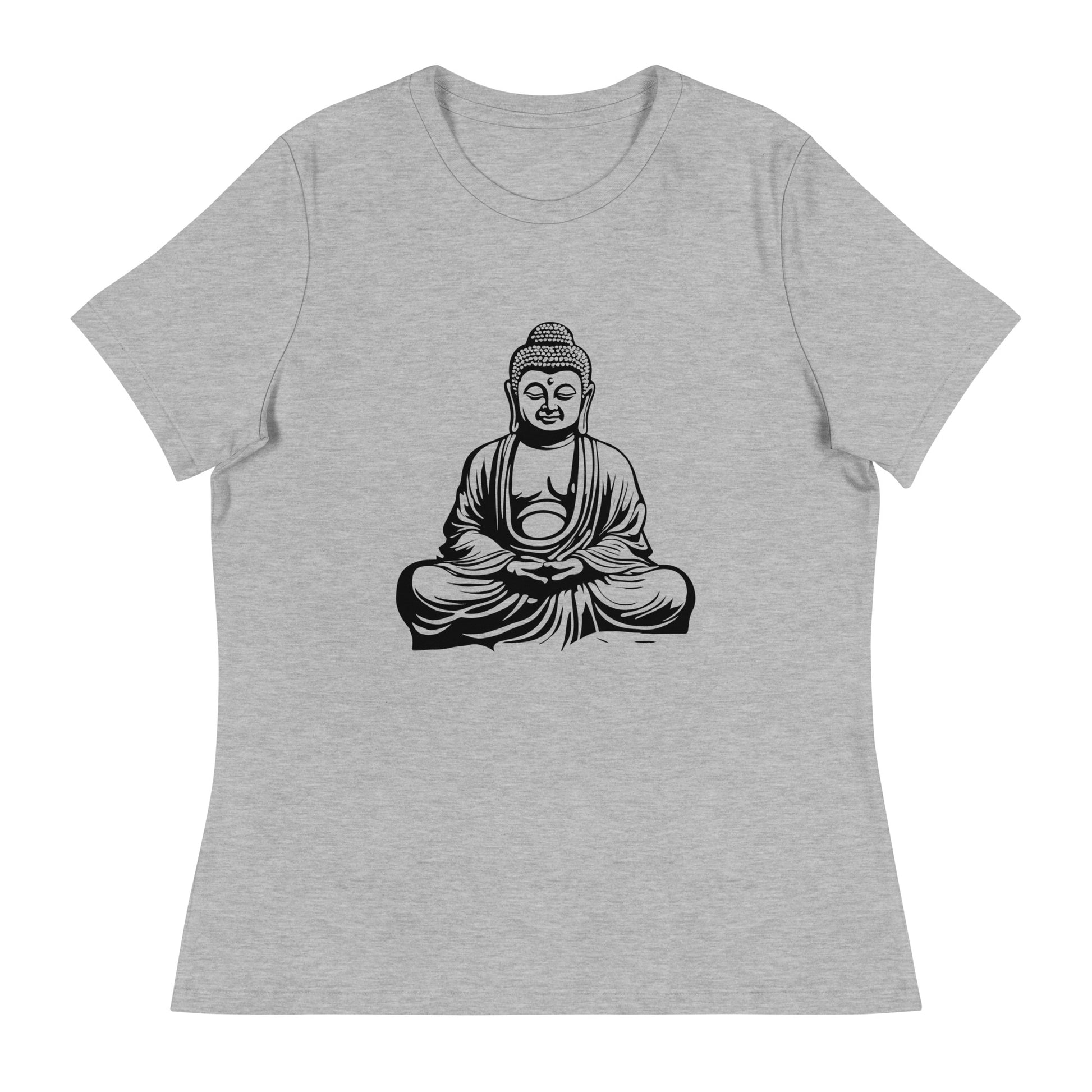 Sitting Buddha Women's Graphic Tee in Athletic Heather.