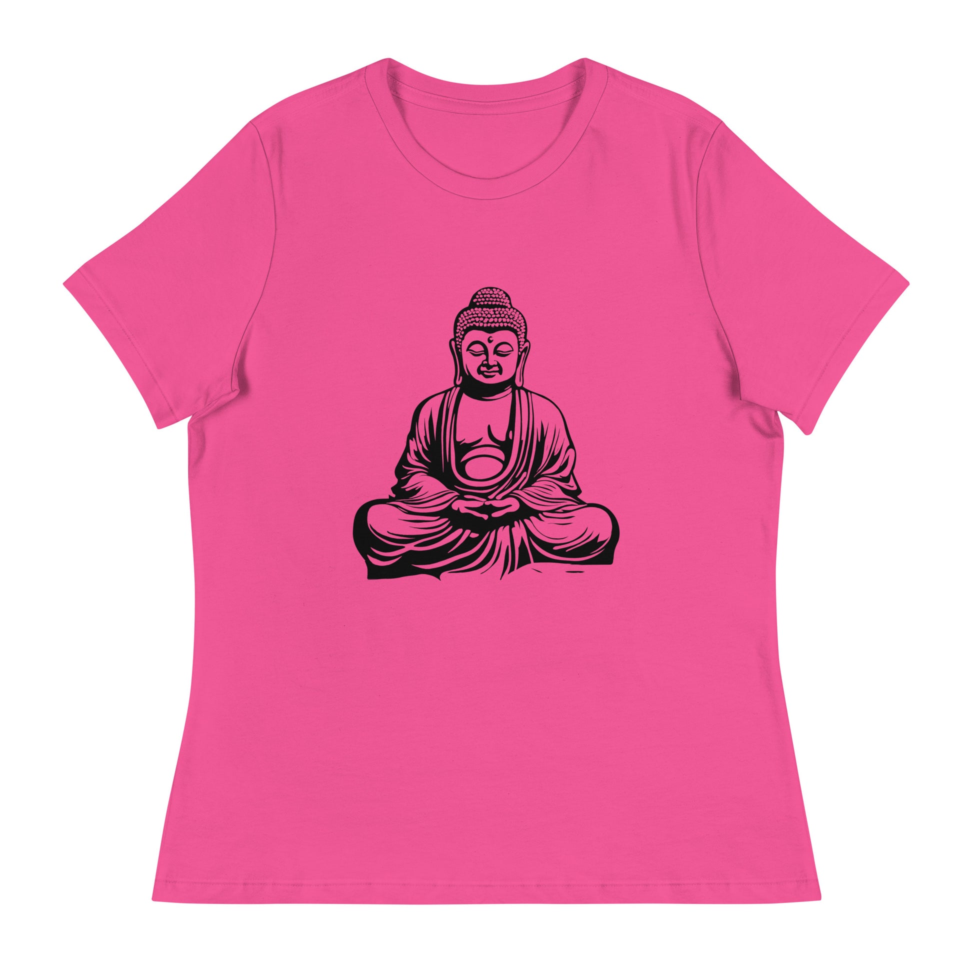 Sitting Buddha Women's Graphic Tee in Berry.