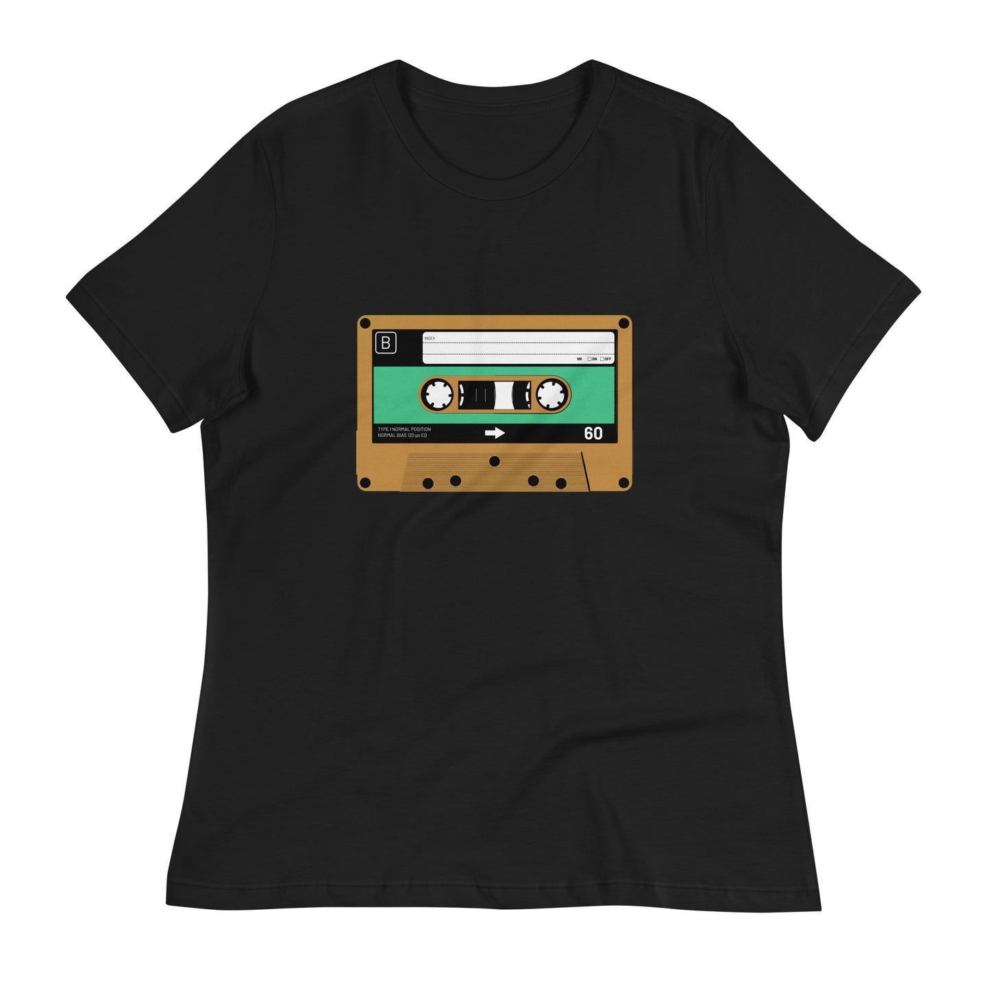 Casette Tape Women's Graphic Tee in Black.