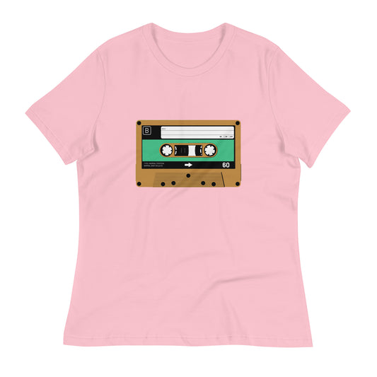 Casette Tape Women's Graphic Tee in Pink.