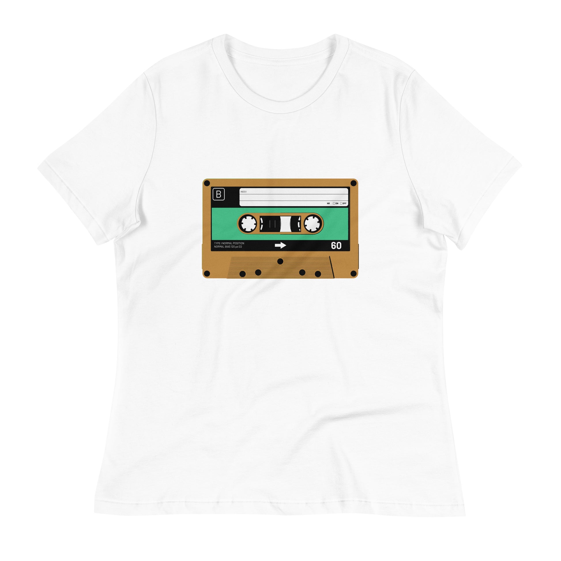 Casette Tape Women's Graphic Tee in White.