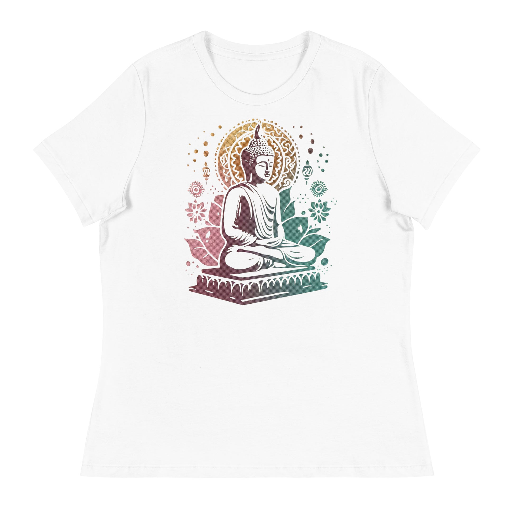 Buddha Under the Stars Women's Graphic Tee in White.