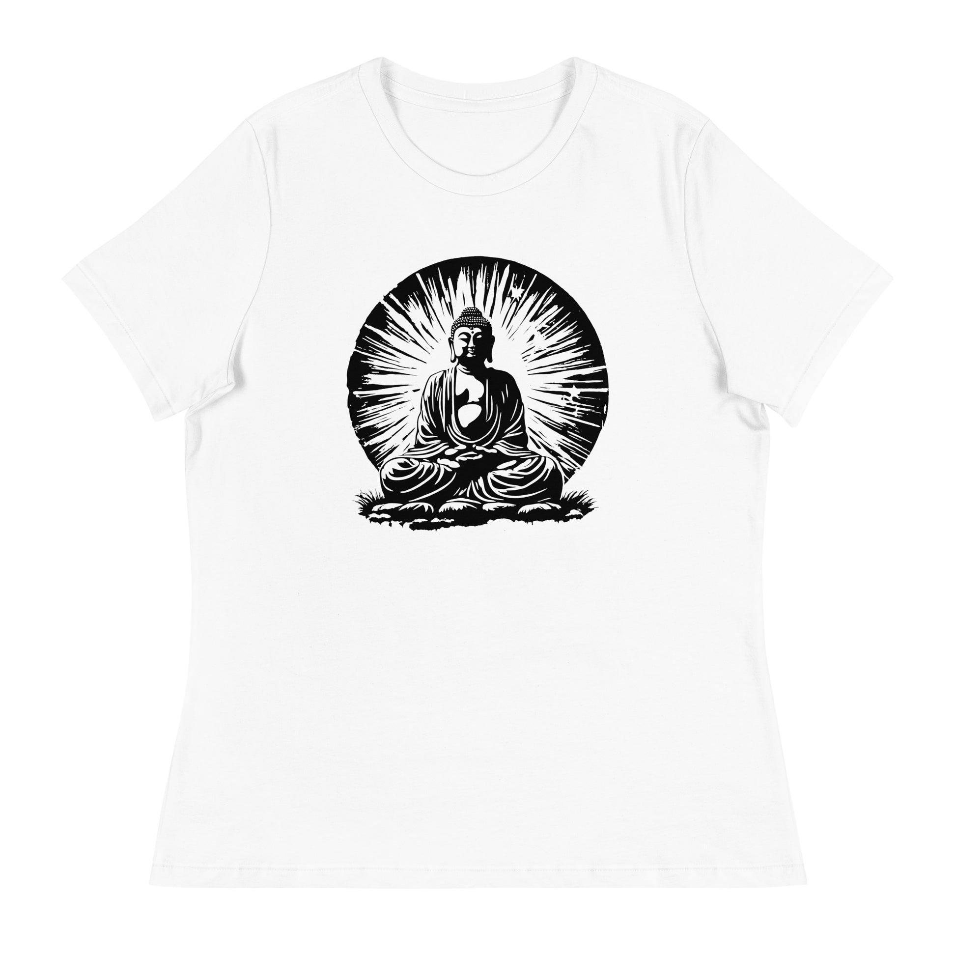Buddha in the Sun Women's Graphic Tee in White.